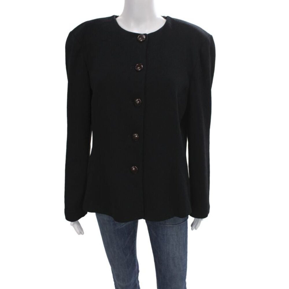 St. John Collection By Marie Gray Women Black Wool 80s Blazer Size 14